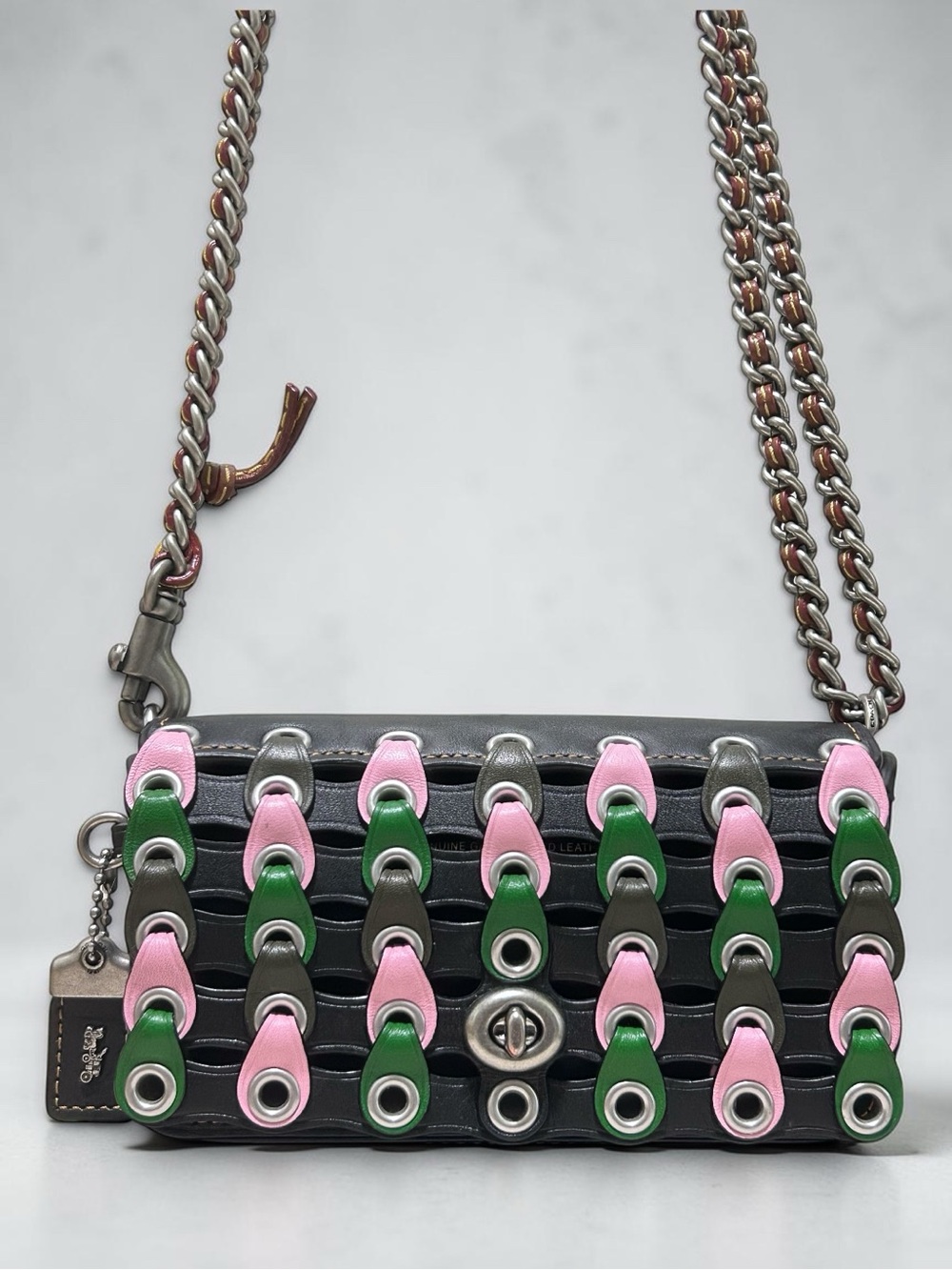 COACH 1941 Dinkier Glovetanned Leather Color Block Links Convertible Strap